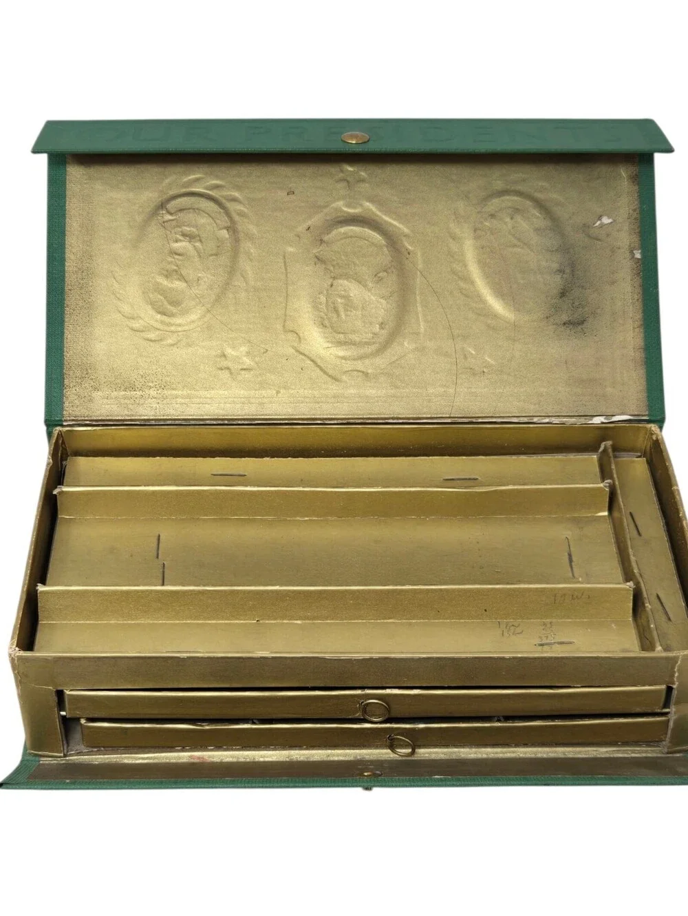 1940s Pencil Case Our Presidents Green Stationary Case Green Made In The USA